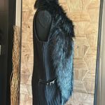 BLL Women's Sweater Vest Size Small Black Faux Fur Side Belts Hippie Boho Photo 2