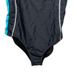 Attraco Racerback Low Cut Leg Colorblock One Piece Swimsuit Blue Photo 5