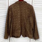 Pamela McCoy Metallic Leopard Print Leather Coat Brown Gold 1X‎ Zipper Front Photo 9