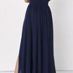 Lulu's Heavenly Hues Elegant Navy Blue Sleeveless Maxi Dress Slit Size Small Photo 3