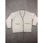Anthropologie luna ivy sweater cardigan white black stitching m/l NWT Photo 2