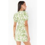 Show Me Your Mumu  Green Floral Puff Short Sleeve Cut Out Mini Dress Size Medium Photo 1