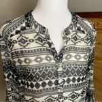 About A Girl  Juniors Black & White Chiffon Aztec Print Henley Top Small Photo 4