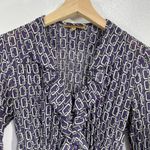 Notations Y2K Ruffle Blouse Small Sheer Chain Print Mesh Top Retro Glam Vibes Photo 5