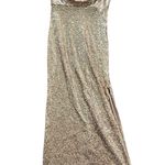 Revelry Skye Sequin Dress Bridesmaid Cowl Neck Spaghetti Strap Holiday Size 8 Gold Photo 1