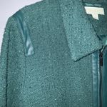 Ryegrass Sea Moss Green Woven Faux Leather Trim Zip Up Jacket Large New With Tag Photo 4