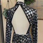 Lulus NWOT Radiant Mood Silver and Black Velvet Sequin Backless Mini Dress Photo 6