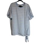 CHAPS Striped Tie Front Tunic Top Plus Size 2X Blue White Casual Summer Photo 1