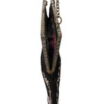 Vintage Silk Black Green Butterfly Beaded Bag Purse Silver Tone Handle Chain Photo 6