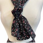 Leslie Fay  Black Skirt with Red and White Accents Matching Scarf Vintage Boss 10 Photo 2
