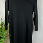 Misook  Black Thin Ribbed Asian Style Long Sleeve Knee Length Dress S Photo 0
