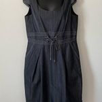 Lafayette 148 New York Dark Wash Jean Denim Style Dress Sz 8 Photo 3