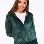 Victoria's Secret PINK Victoria’s Secret green velour zip up hoodie Photo 0
