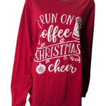 Gildan Graphic Long Sleeve T-Shirt Coffee Christmas Cheer Red XL Photo 0