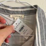 Polagram NWT Bohme Boutique 100% Cotton Button Down Midi Dress Size Small Stripped Blue Photo 3