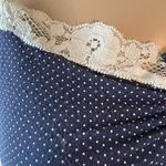 Aerie  blue with white polka dots lace neckline crop top size XS GUC Photo 4