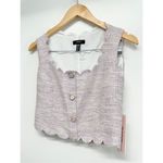 AQUA Tweed Scalloped Crop Top Size Small Lilac Side Zip Closure NWT Photo 4