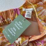 H&M  Floral Linen Blend Tie Front Crop Top M Retro Y2K Daisy Print Summer Blouse Photo 7