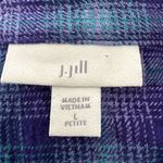 J. JILL Purple Teal Plaid Textured Crinkled Button Front Tunic Shirt Size Lp Photo 2