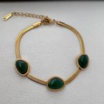 Adjustable Snake Chain Green Crystal Bracelet for Women Photo 3