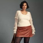 Anthropologie Victorian Ruffled Cream Top NWT Size S | Coquette Feminine Western Photo 2