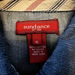 Sundance  Button Down Denim Shirt 100% Cotton Short Sleeve Pocket Pleated Blue 6 Photo 2