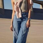 American Eagle AE Dreamy Drape Stretch Super High-Waisted Cargo Baggy Wide-Leg Jean Sz 10 Photo 3