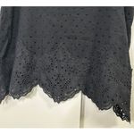 Everleigh Black Swiss Dot Eyelet Lace Hem‎ Tank Top Medium Scalloped Hem Photo 3