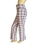 VINTAGE 1980'S GRAY AND MAROON PATTERN BOOT CUT TROUSERS (36/XL) Red Photo 3