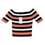 ZARA New Knit Women’s Short Sleeve Off Shoulder Stripe Shirt Sz S Coral Black Photo 1