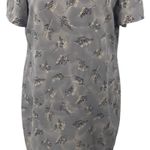 Vintage 90s Liz Claiborne Silk Mini Shift Dress Floral Print Light Gray 14 Large Photo 0