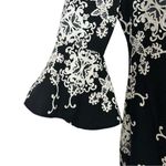 Adrianna Papell Black White Embellishments Long Sleeve Dress Bell Sleeves Sz 12 Photo 4