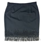Ann Taylor  Black Beaded Fringe Stretch Ponte Pencil Skirt size 8 NEW Tags Photo 8