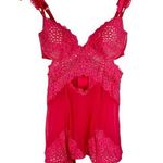 Victoria's Secret Victoria’s Secret Hot Pink Lace Mesh Corset Teddy Sz 36C Garter Straps Cutout Photo 0