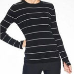 Athleta Bayside Black & White Stripe Merino Wool Blend Sweater Size Medium Photo 0