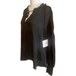 Ellen Tracy  Black Raglan Sleeve Smocked Trim Blouse Size Medium NWT Photo 8