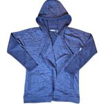 Athleta  Blissful Wrap Sweater Medium Blue Open Cardigan Hood Pockets Thumb Holes Photo 3