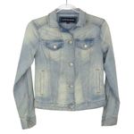 EXPRESS Light Wash Jean Jacket XS Classic Denim Jacket Fitted Extra Small XS Photo 2