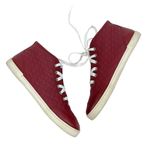 Gucci Microguccissim Red Leather High Top Sneakers Lace Up Size 36 Photo 4
