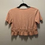 Lulus  Popular Pick Peach Tie-Front Short Sleeve Crop Top Coral Ruffles Sz M Photo 7