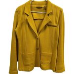 525 America  Mustard Yellow Knit 2 Button Blazer Jacket with Pockets Womens Large Photo 14