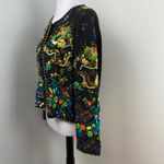 Michael Simon Vintage Year of the Dragon Embroidery Beaded Artwork Sweater Sz 2 Black Photo 6