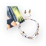 Chico's new Chico’s ❁ Boho Glass Bead Beach Necklace + Earring Set ❁ Animal Print ❁ Chic Photo 8