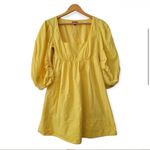 STAUD  Sophie Puff Sleeve Mini Dress‎ Yellow S Photo 4