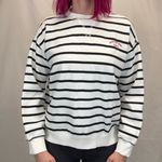 H&M Women's Striped Pullover Sweatshirt Oversized Fit M Med Medium Ivory Black Photo 0