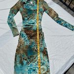 Cache turquoise, brown, white, animal leopard floral print dress Sz 2 Photo 14