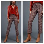 Anthropologie The Essential Slim Straight Pant Floral Brown Motif Stretch Size 2 Photo 1