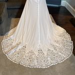 Women’s White Wedding Dress Mermaid Fit Corset Back with Train Size 14 White Photo 4