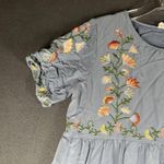 Orange Creek  Dress Womens Small Blue Embroidered Floral Boho Tiered Midi Photo 4