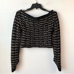 Balmain  Off The‎ Shoulder Metallic Cropped Top Black Gold FR 38 US 6 Photo 5